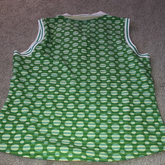 Liz Golf Sleeveless‎ Top Petite Small PS SP Green Dots Stripes - Picture 14 of 15